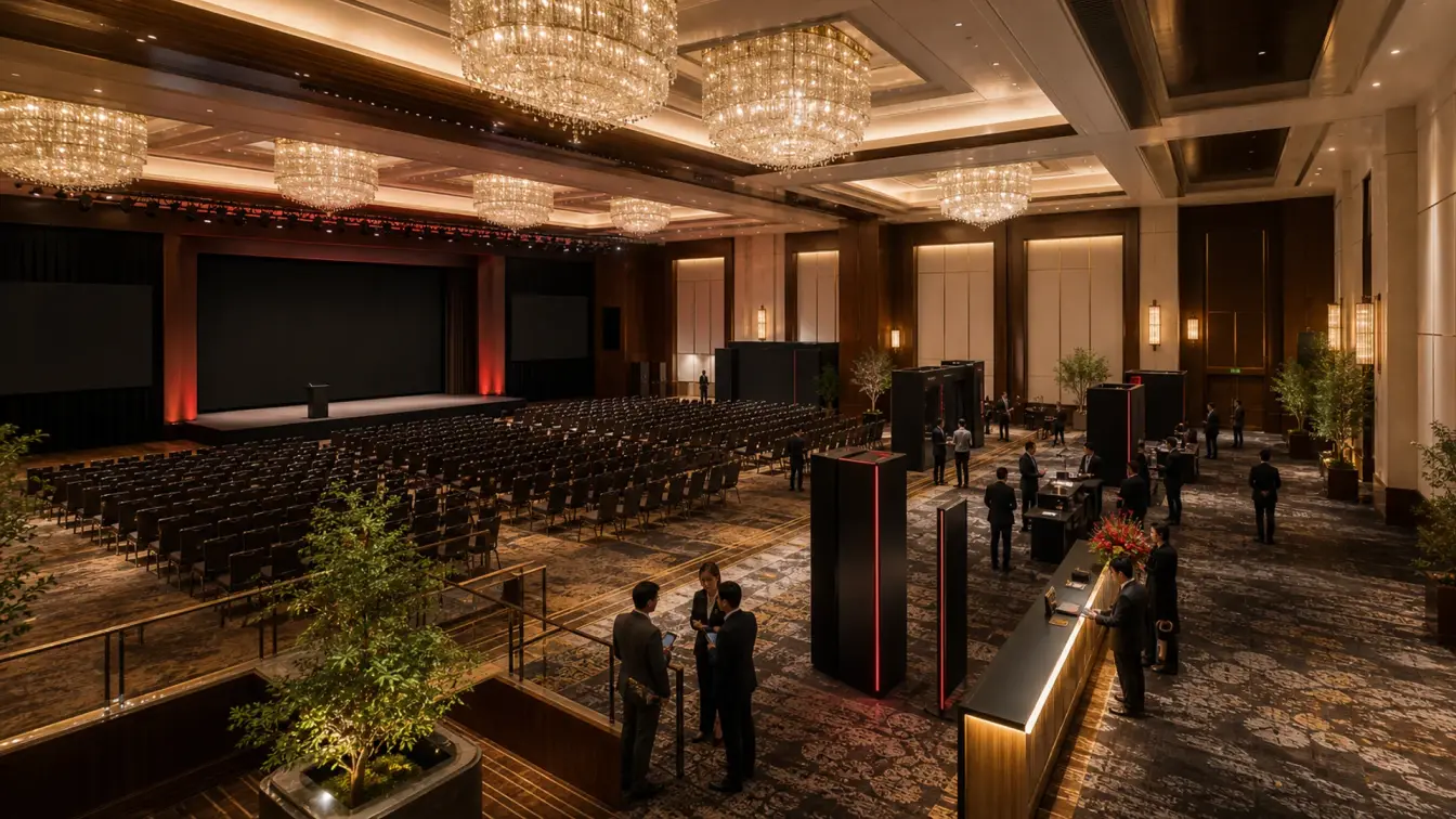 Perspective visual of a Japanese tech conference floor for category discovery